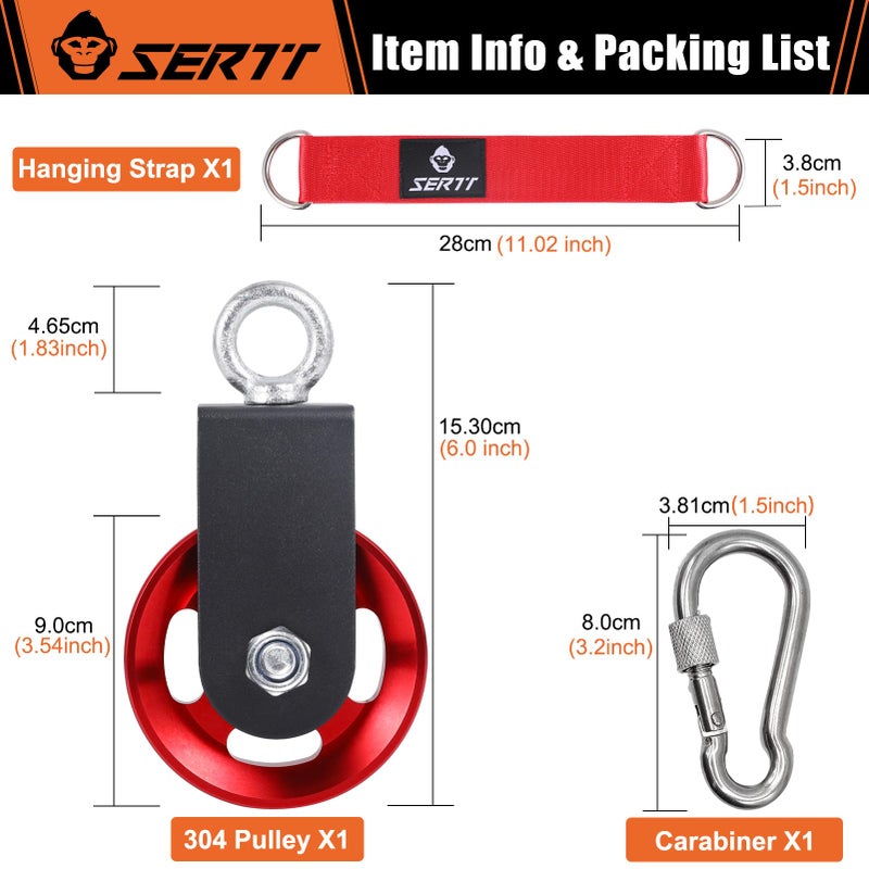 SERTT [1 Pack] Cable Pulley Wheel for Home Gym Pulley System, Upgraded 90mm Aluminium Alloy Gym Pulley for Maximum 660LBS Load - Image 2